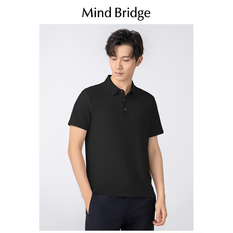 Mind BridgePOLO衫男短袖T恤2024夏潮牌纯色翻领透气针织半袖上衣