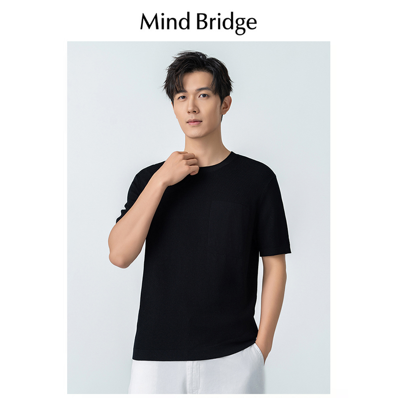 Mind Bridge华夫格莱赛尔短袖t恤男夏季2024新款潮流圆领半袖上衣