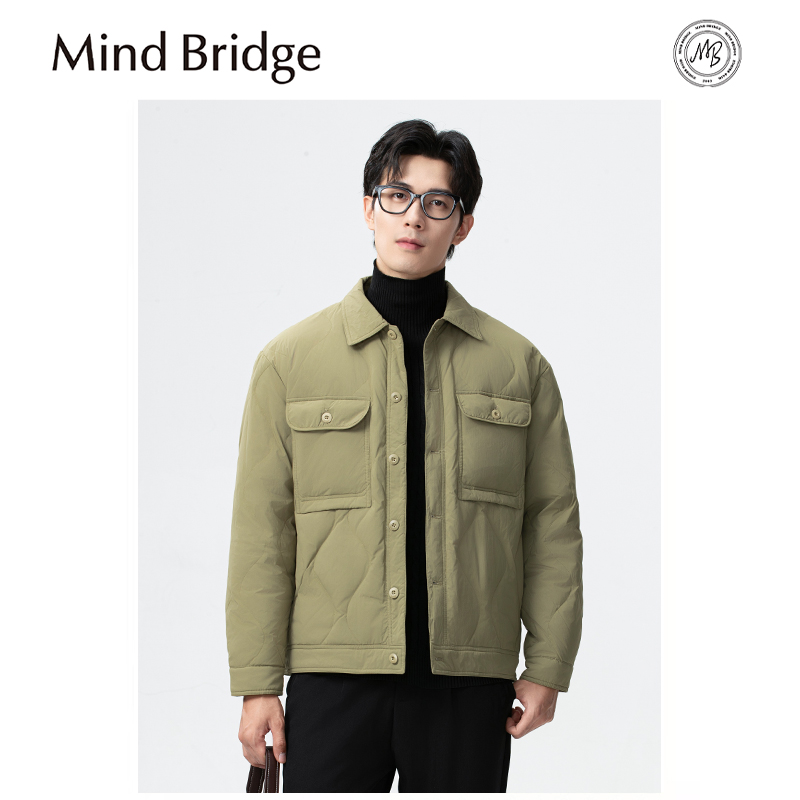 Mind Bridge秋冬新款羽绒服翻领棉衣棉服简约百搭男防风保暖外套