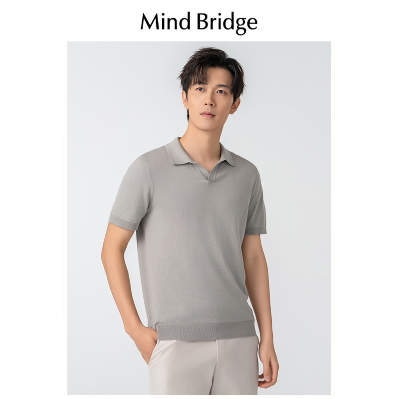 Mind Bridge2025夏季新款男翻领商务休闲针织Polo海鸥领短袖t恤潮