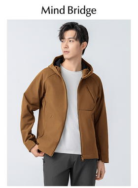 Mind Bridge2025秋季新款男士户外徒步旅行加绒夹克外套登山服潮
