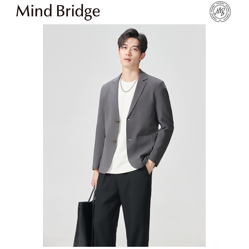 Mind Bridge2025早春新款男商务休闲西服都市户外便西小西装外套
