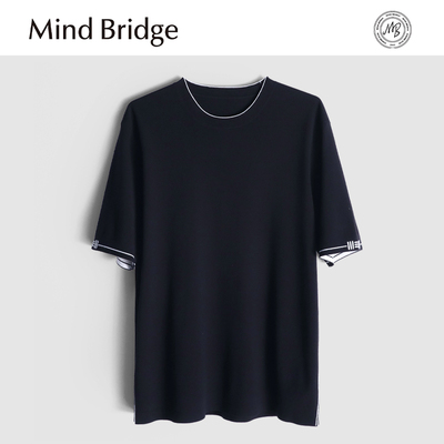 Mind Bridge2025秋冬季新款男士高端内搭短袖T恤撞色打底针织衫潮