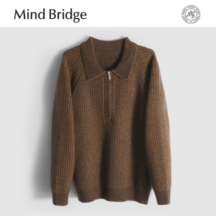 撞色针织衫 半拉链毛衣男POLO领文艺休闲长袖 上衣 Bridge韩版 Mind