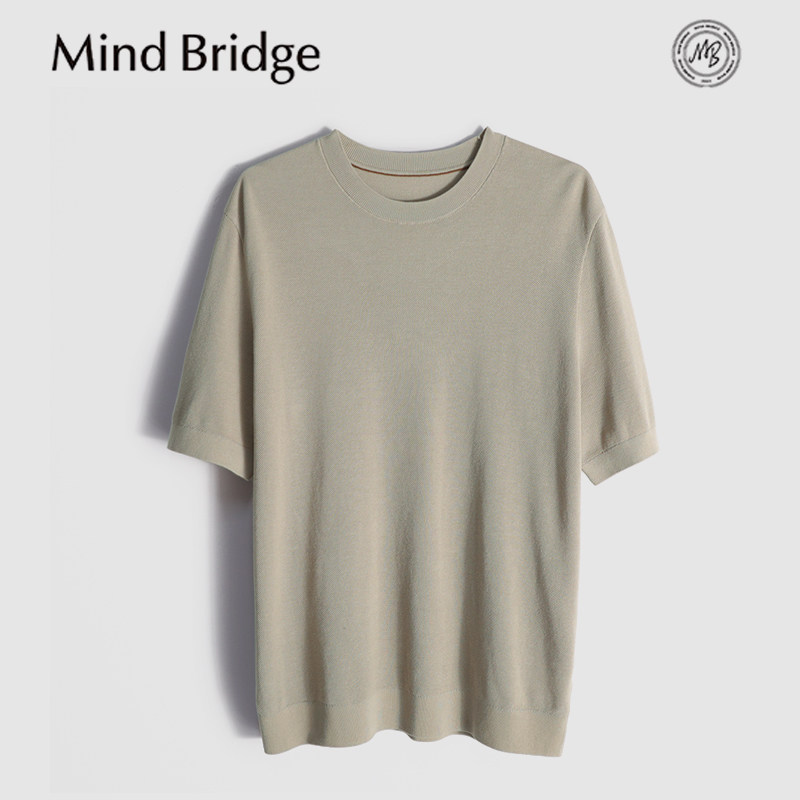 Mind Bridge2026夏季新款高端老钱风桑蚕丝棉麻混纺针织短袖T恤男