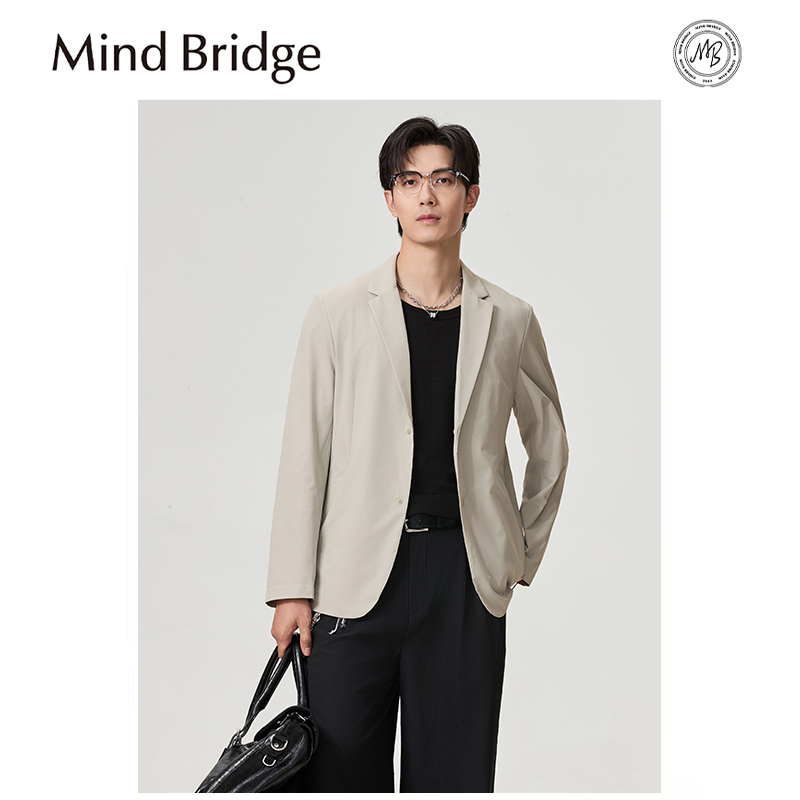 Mind Bridge2025早秋新款男高级感户外高弹透气抗皱压胶西服外套