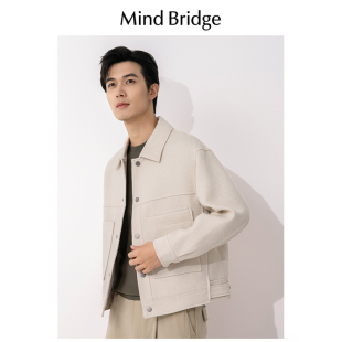休闲斜纹翻领短款 新款 外套男 Bridge羊毛立领夹克2024春秋季 Mind