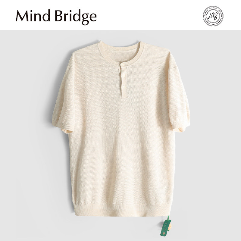 Mind Bridge2025夏季新款男士透气凉感莱赛尔混纺薄款针织短袖T恤