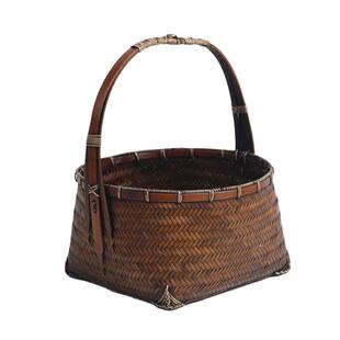 竹编手提篮子家用面包蔬菜水果竹篮小竹筐子手工精编篮老式复古