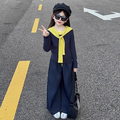 法国女童超好看韩系穿搭春新款儿童休闲套装女孩又酷又飒衣服春装