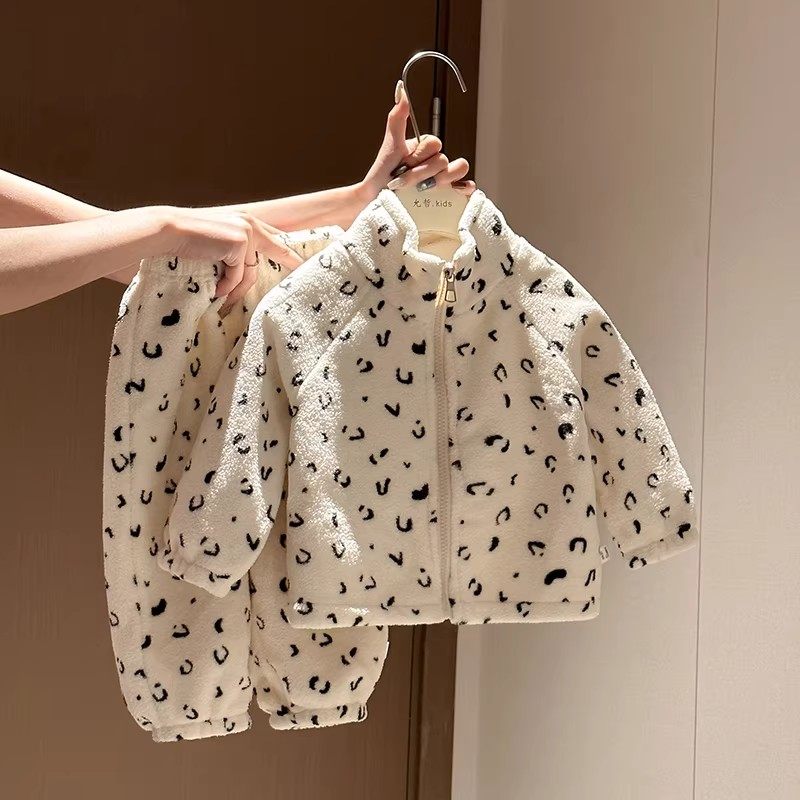 法国新款儿童秋冬季立领双面绒毛毛衣套装外套裤子男女童两件套潮,童装/婴儿装/亲子装,套装,淘宝优惠券,粉丝福利购,淘宝优惠卷