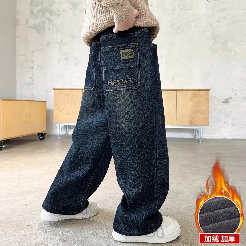 法国男童裤子秋冬款新款大童冬季男孩直筒儿童一体加厚加绒牛仔裤,童装/婴儿装/亲子装,套装,淘宝优惠券,粉丝福利购,淘宝优惠卷