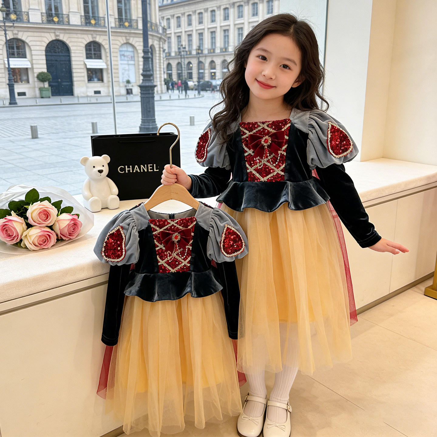 新款女童白雪公主生日礼服连衣裙图片
