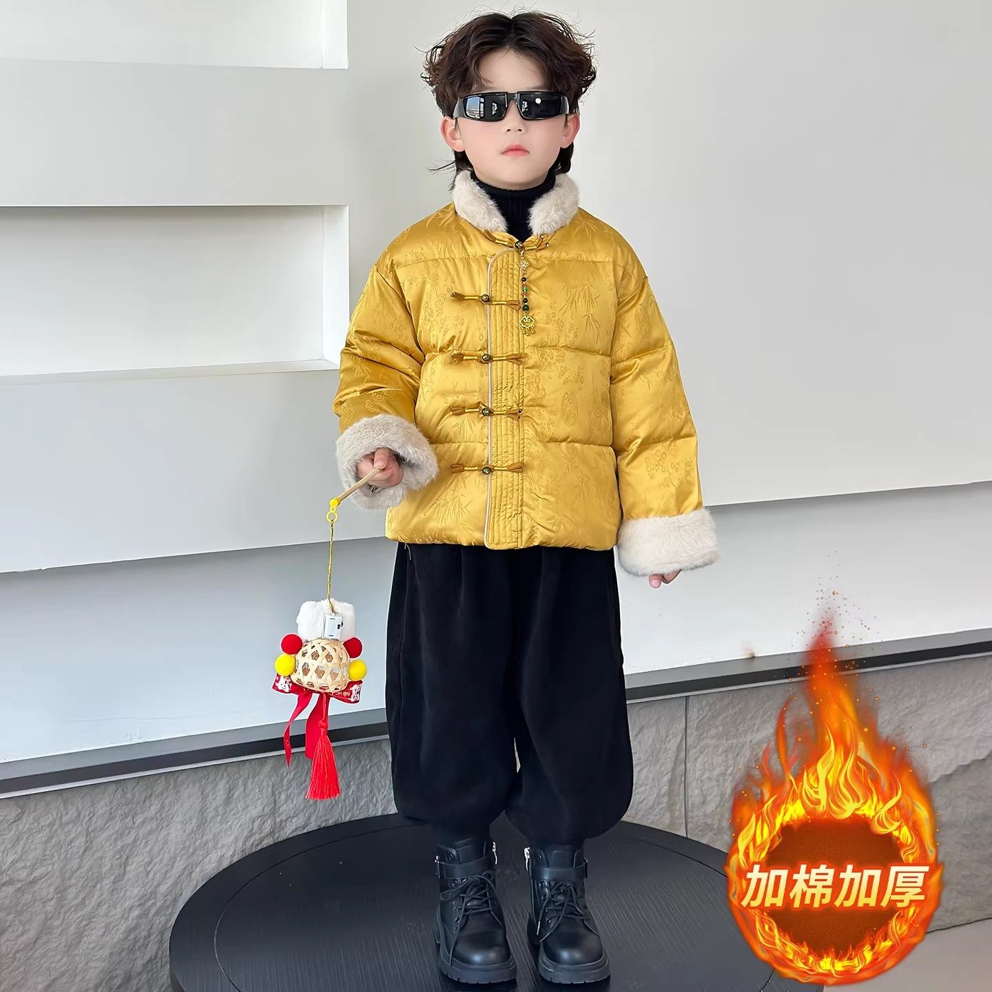 法国新中式儿童唐装外套男童加厚保暖国风棉服冬季加绒新年拜年服,童装/婴儿装/亲子装,套装,淘宝优惠券,粉丝福利购,淘宝优惠卷