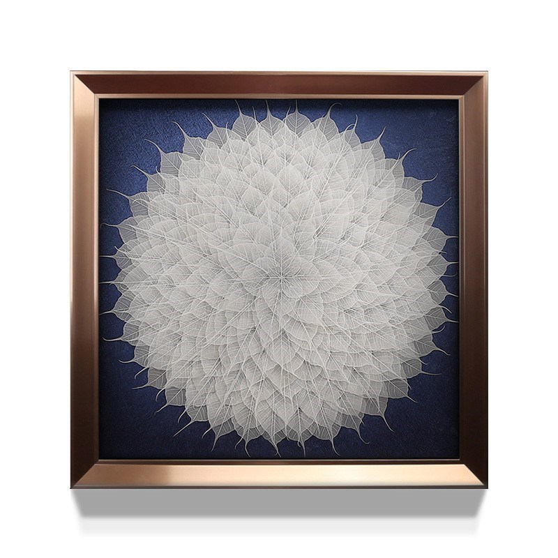 菩提树叶电表箱装饰画推拉液压配电箱墙画电源开关遮挡高级感挂画