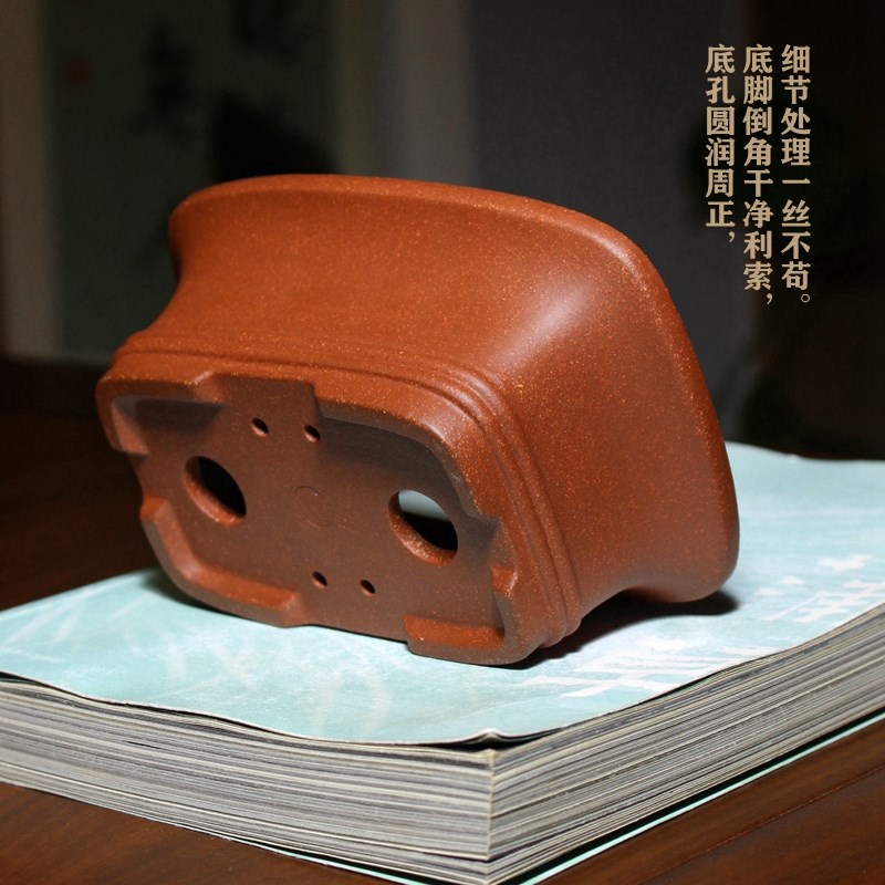 热销双线飘口腰椭圆精品紫砂花盆小盆景盆K栽多肉菖蒲山野草降坡