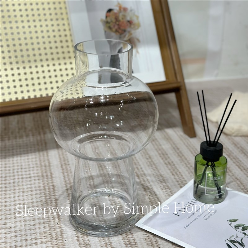 热销简约a中古透明玻璃花瓶家装摆件绣球马醉木玫瑰桔梗百合插花