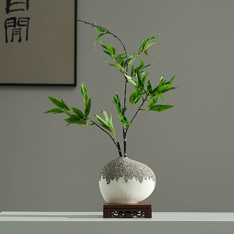 速发新中式禅意竹子绿植创意台面花瓶书房茶室客厅茶几装饰品摆件