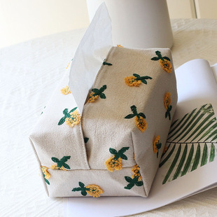 速发高颜餐纸巾盒客厅高卫轻奢家用车载档生纸盒刺绣收纳盒值巾纸