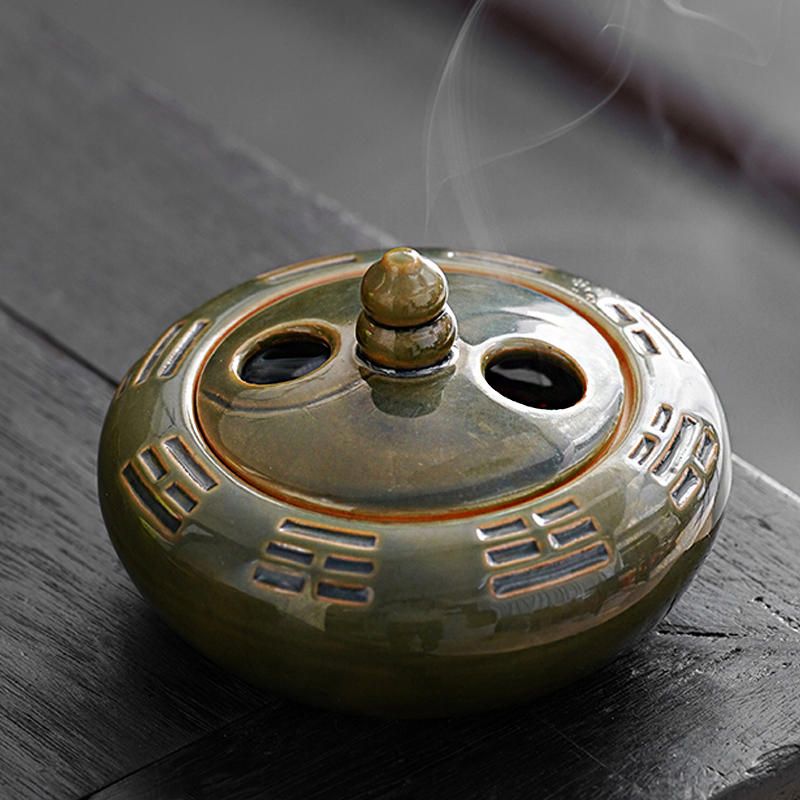 速发蚊瓷八卦香炉炉香盘檀香沉香插茶道驱陶艾草家用摆件太极线香