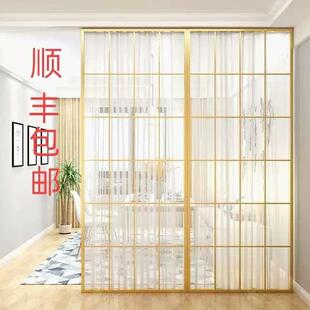 现代简约屏风玄关入户小户型铁艺高隔断墙移动镂空客餐厅家用轻奢
