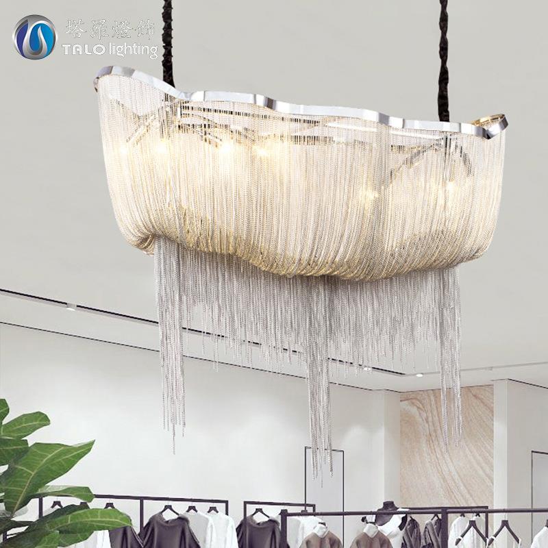 后现代流苏铝链条客厅吊灯奢华意大利船形餐厅别墅工程艺术吊灯