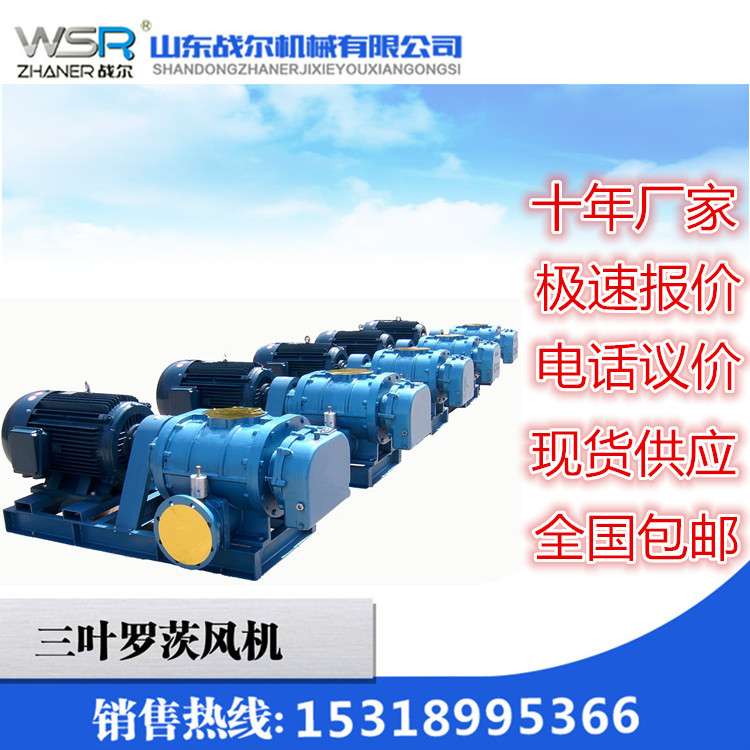 广东三叶罗茨风机65型号污水曝气用口径DN65可配套2.2KW3KW电机