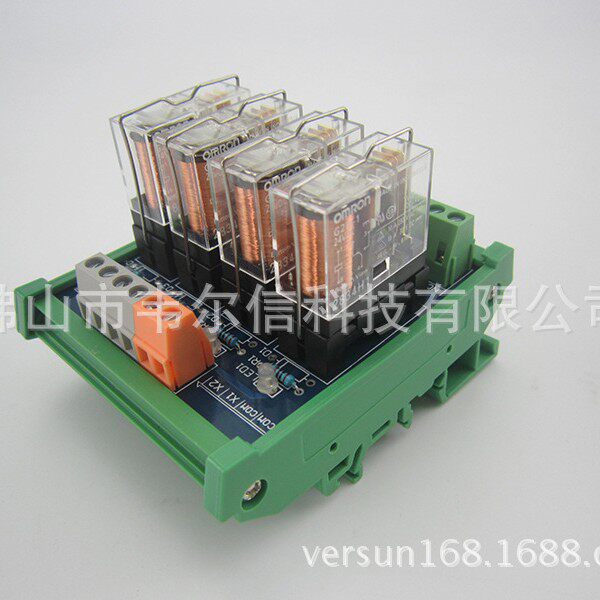 4路OMRON继电器模组  VES-4RG-O1Z-24V单组1NO 1NC 扩展PLC输出