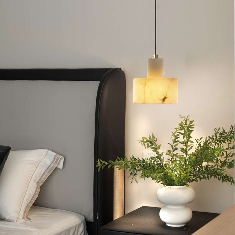 轻奢天然云石全铜吊灯简约现代酒店餐厅玄关吧台过道卧室床头吊灯