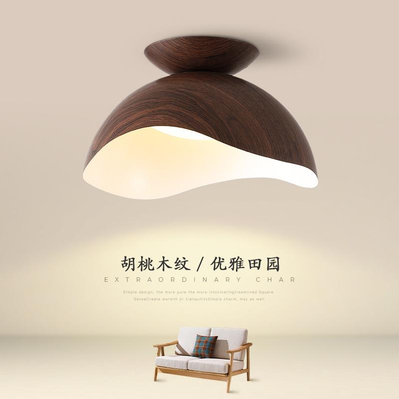 过道走廊吸顶灯现代简约创意木纹设计师款复古个性玄关门厅灯
