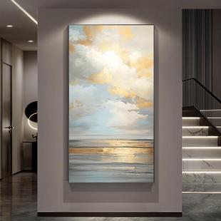 纯手绘油画玄关装饰画客厅走廊过道挂画简约现代轻奢高级感手工画