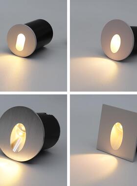 室内嵌入式led地脚灯楼梯过道走廊踢脚金属铝材小号圆形墙角夜灯