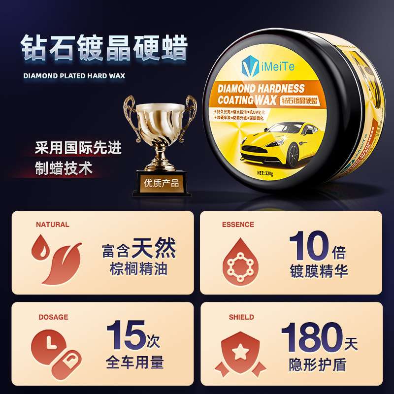 艺蓝进口镀晶艺蓝蜡车漆抛光养护上光打蜡黑白色银灰红色通用镀膜