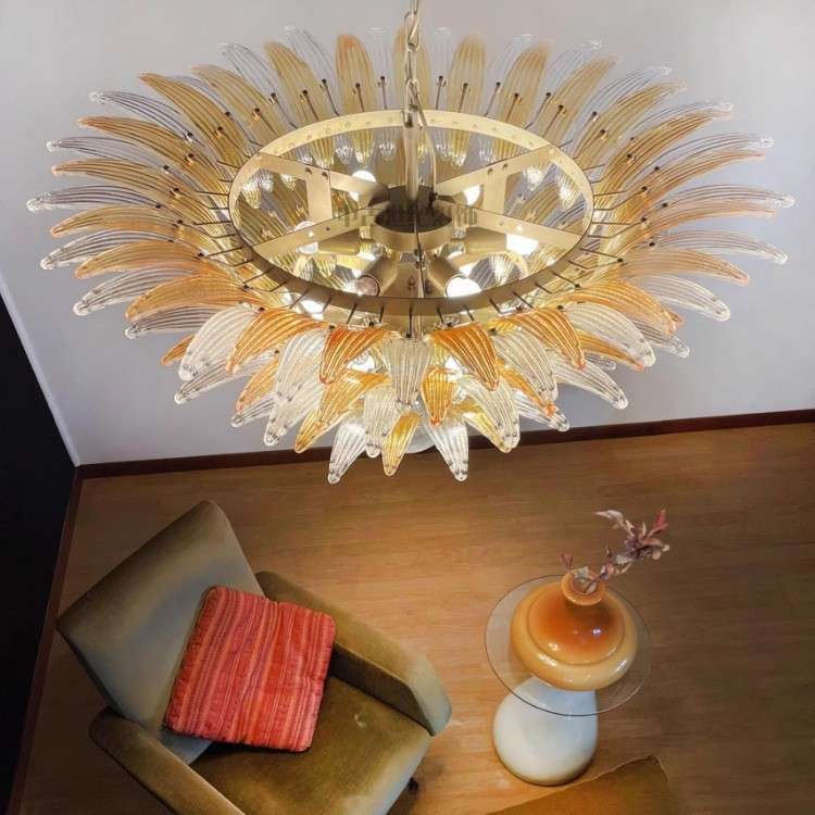 新款法式复古玻璃客厅灯网红设计师卧室中古吊灯复式餐厅别墅灯具