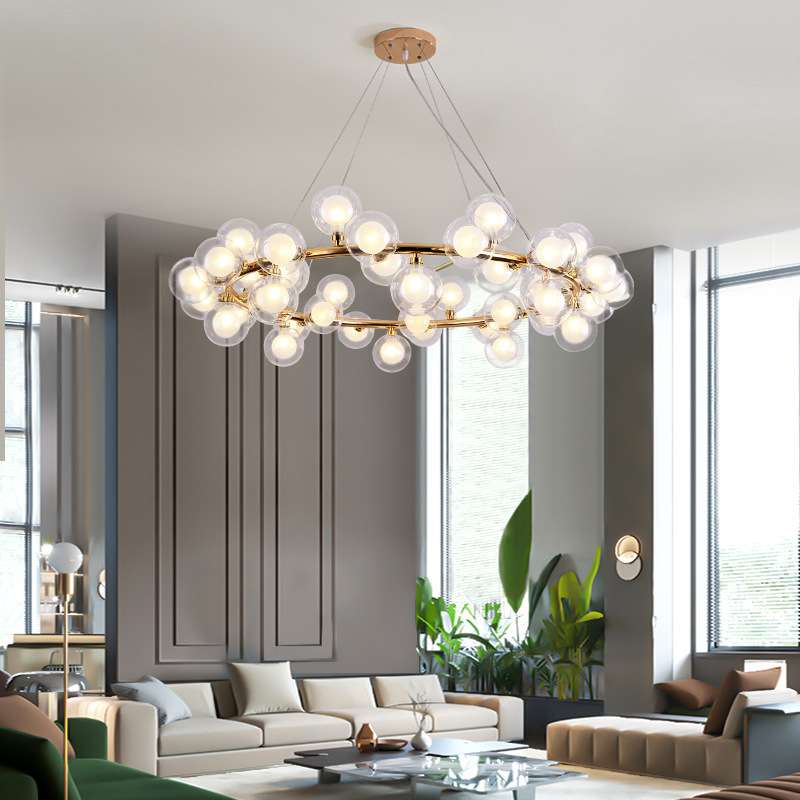 卓迩后现代玻璃圆球吊灯简约餐厅卧室环形款创意北欧灯饰客厅灯具