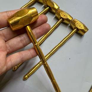 复古锌合金鎏金仿金小锤子 金属工艺品摆件 文创市集仿民国老物件
