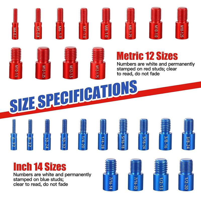 26件套螺纹规牙规螺母和螺栓螺纹识别规检查器公制英制跨境热销