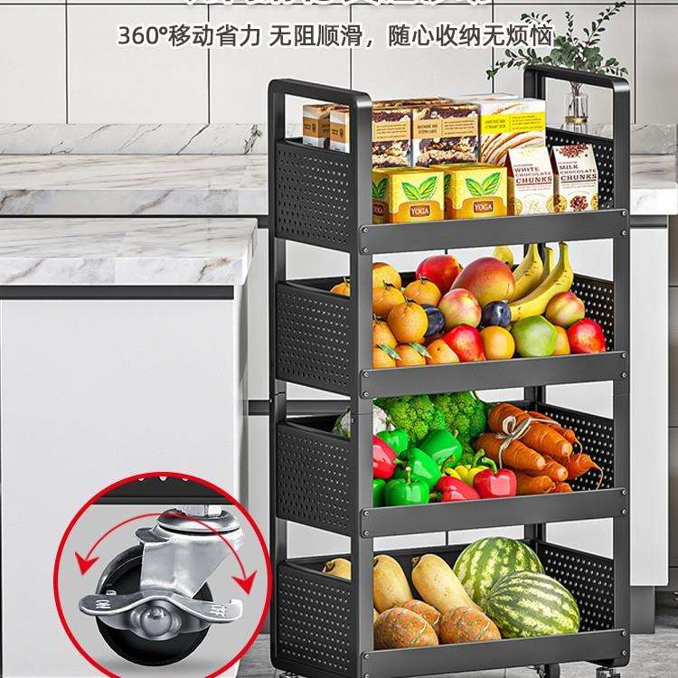 加厚加粗置物架 落地多层收纳特储物货架 菜篮子厨房小推车蔬菜厚
