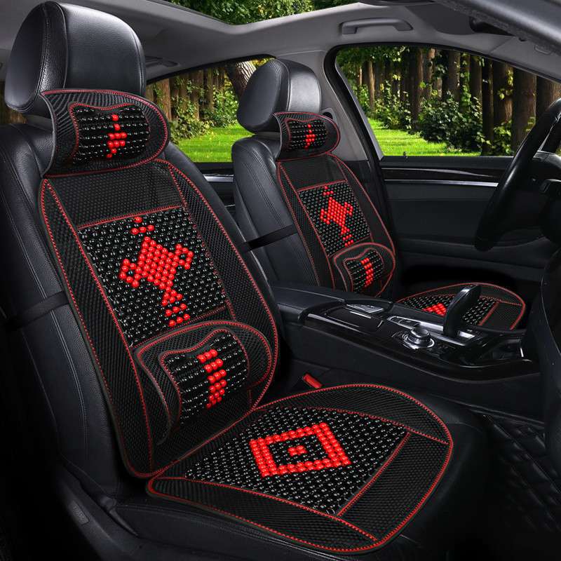 L1W汽车坐垫木珠座垫冰丝透气四季通用货车座椅主驾驶座椅套手编