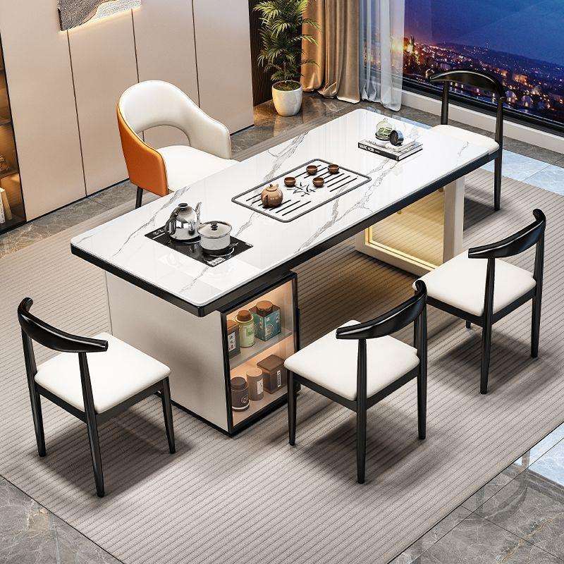 阳台轻奢茶桌椅组合套装岩板茶桌小型家用办公茶桌一体茶台一整套