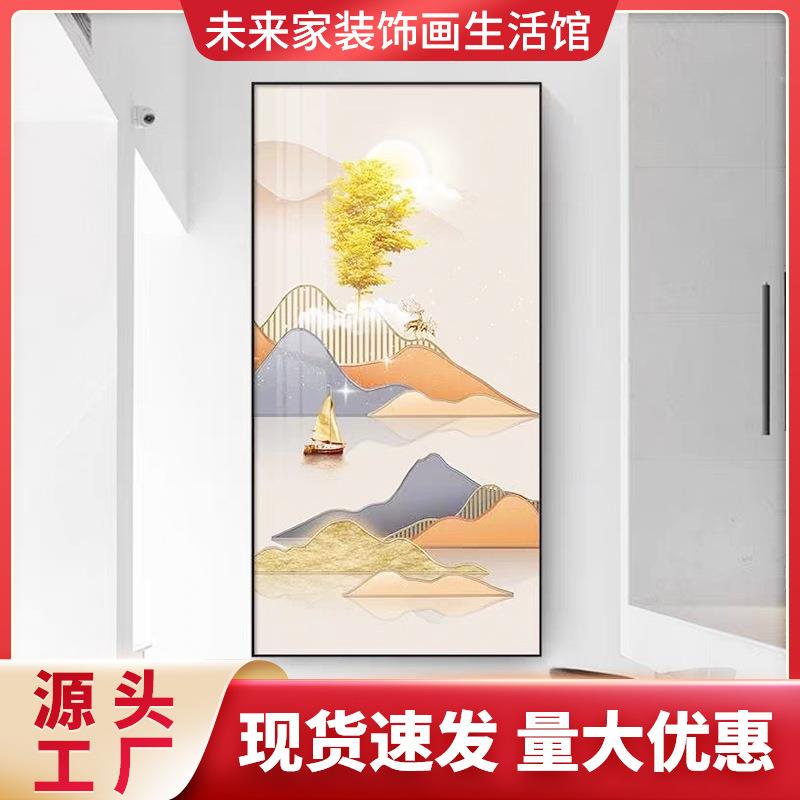 玄关装饰画客厅抽象入户正对门现代简约挂画手工绕线玻璃壁画挂墙