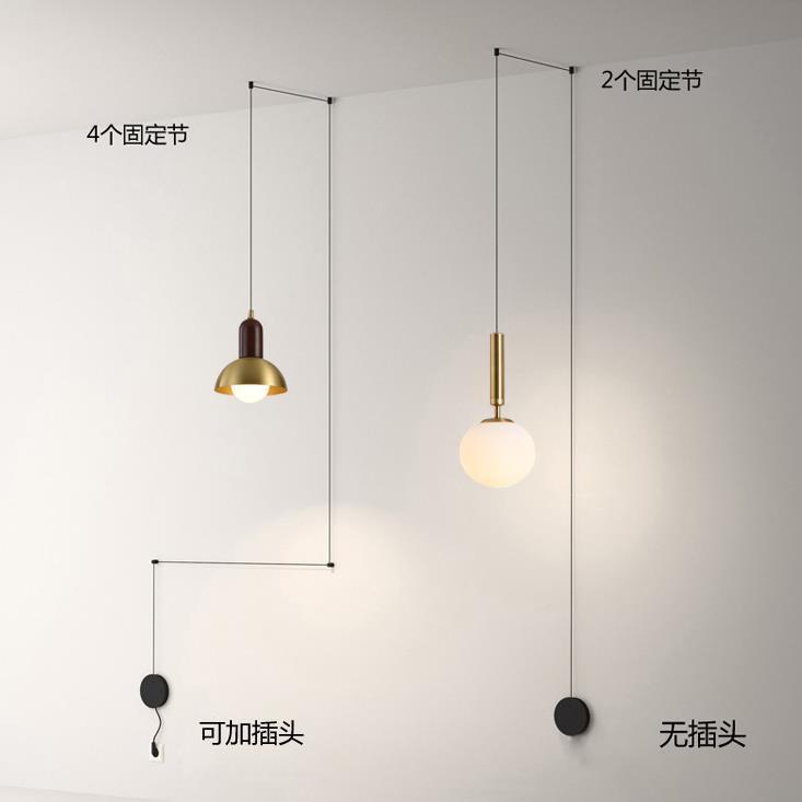 中山工厂极简北欧床头吊灯 创意长线吊灯简约餐厅插电明线卧室灯