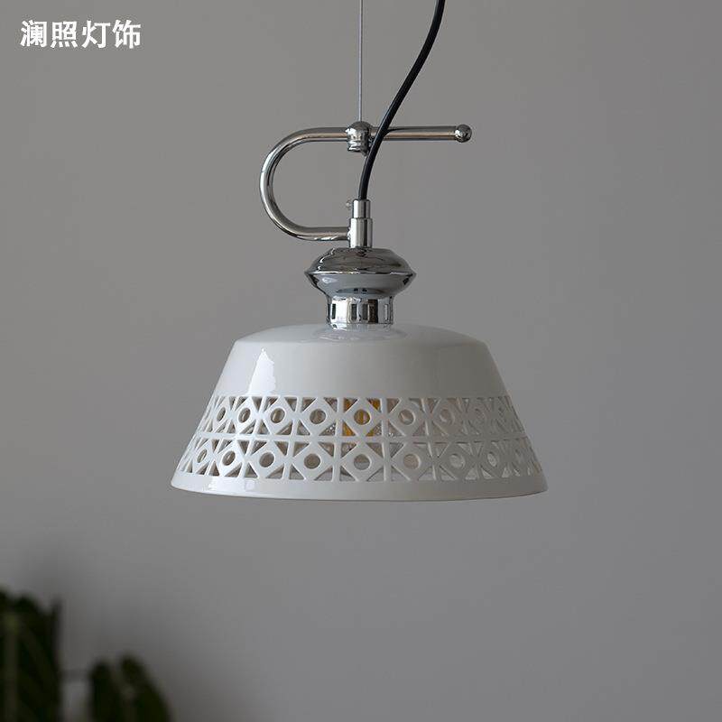 法式中古镂空陶瓷吊灯北欧简约复古卧室床头过道阳台衣帽间餐厅灯