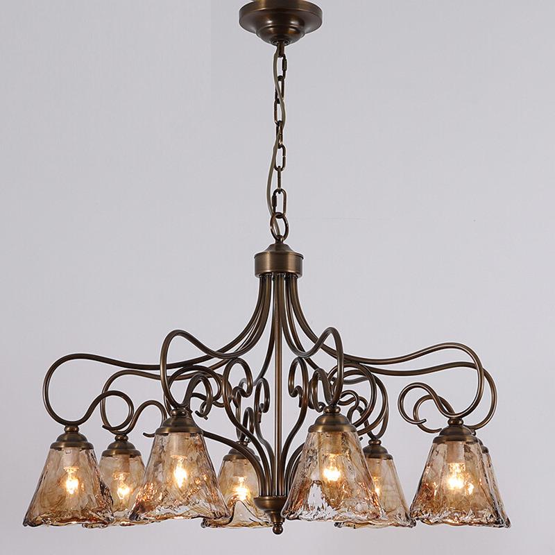 美式全铜客厅吊灯法式乡村复古枝形朝下餐厅书房灯具