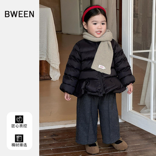 女童羽绒服冬季2025新款女宝宝黑色时尚洋气保暖白鸭绒儿童外套