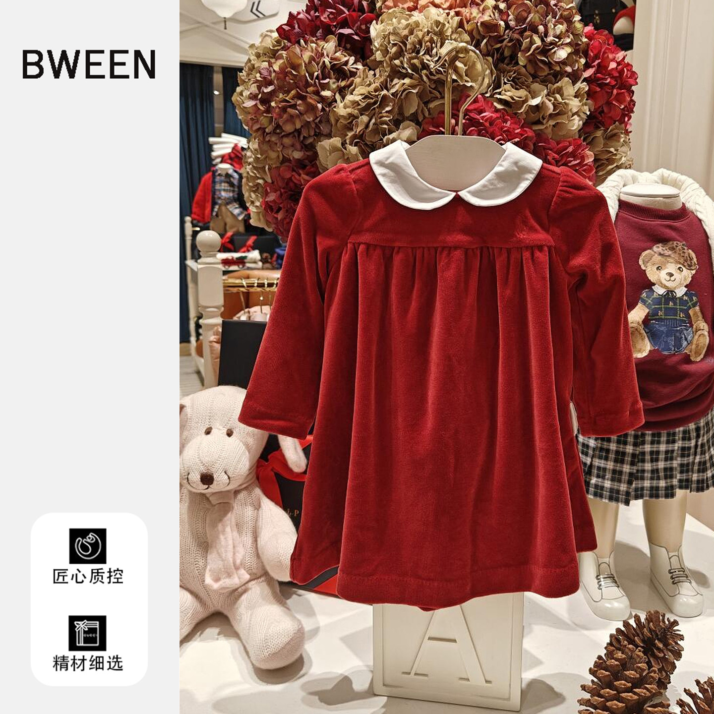 高级感的红色女童连衣裙冬季