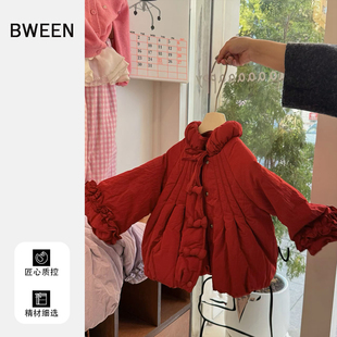 女童棉服冬季2025新款女宝宝时尚红色拜年服保暖棉衣儿童外套冬天