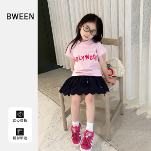 女童短袖t恤春款2026新款洋气儿童韩版宝宝时尚百搭字母印花上衣