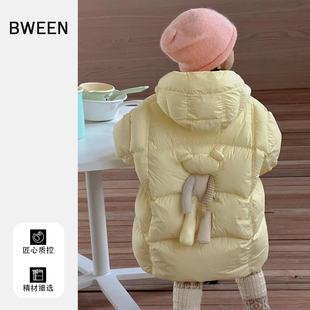 女童冬季羽绒服25新款韩版洋气女宝宝时尚保暖儿童中长款连帽外套