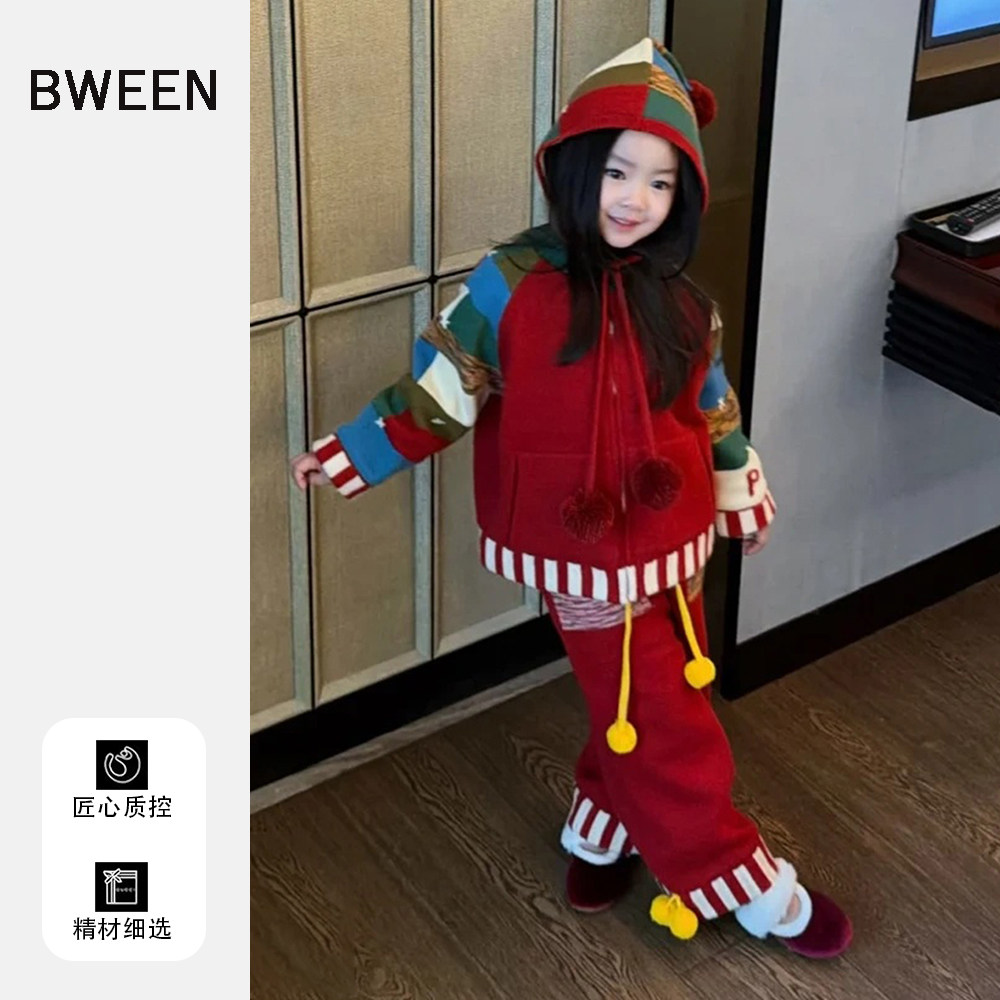 女童拜年服套装冬季26新款洋气儿童韩版时尚保暖红色拼色外套裤子,童装/婴儿装/亲子装,套装,淘宝优惠券,粉丝福利购,淘宝优惠卷